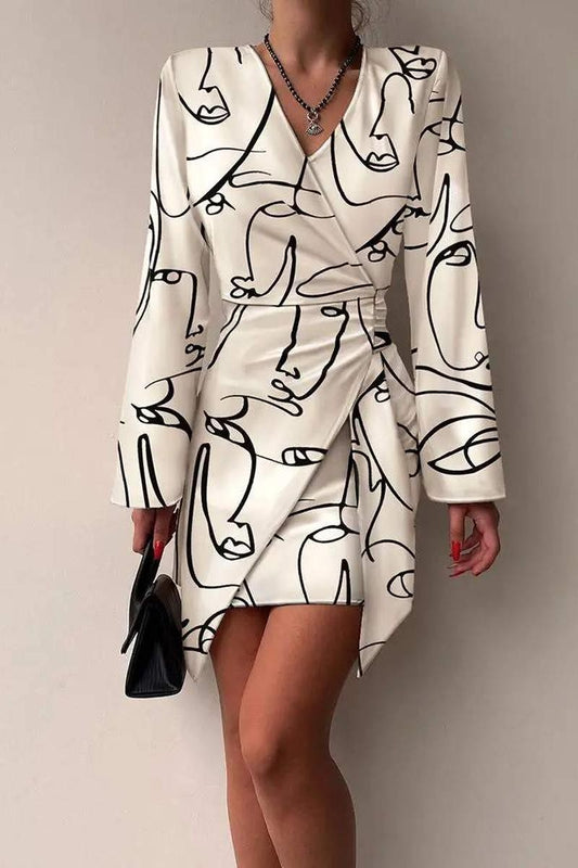 Abstract figure print dress